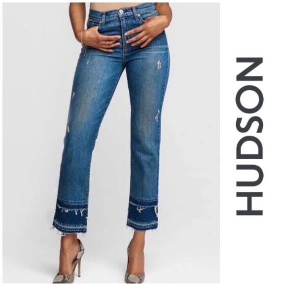 HUDSON - 🎉HP🎉 NWT L Sz 24 - Zoeey Straight-Leg Double Step Cropped/Social Grace - Picture 1 of 16